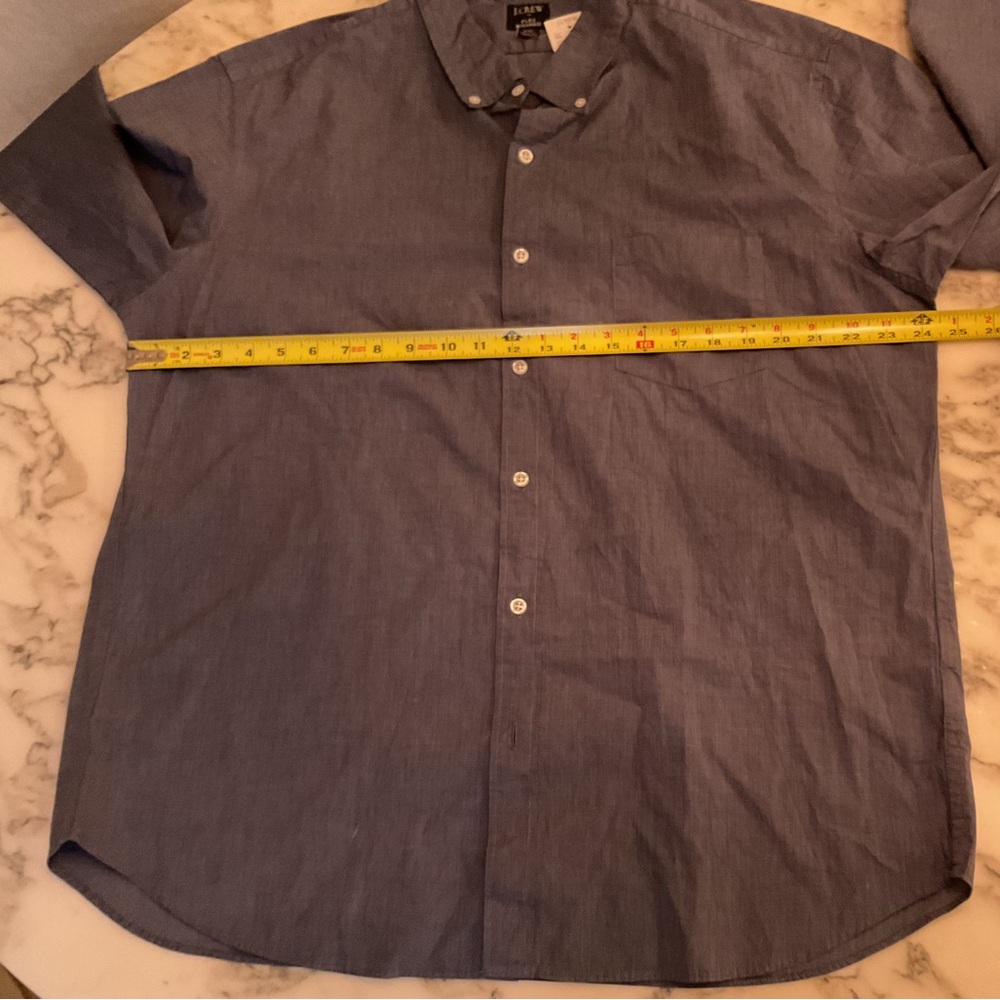 NWT JCREW Mens Blue Button Down Slim Flex shirt Sz XXL - missing last button - Picture 3 of 7
